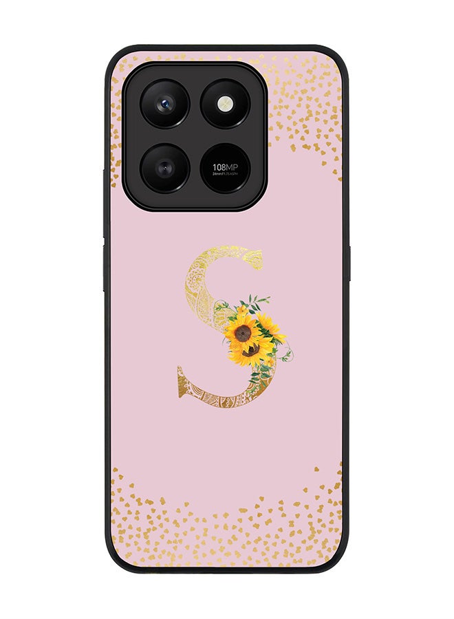 For Honor X7d 4G / X7d 5G / 400 Smart Case,Slim fit Camera Protection, Shockproof Thin Phone cover  - Custom Floral Monogram - S  (Pink )
